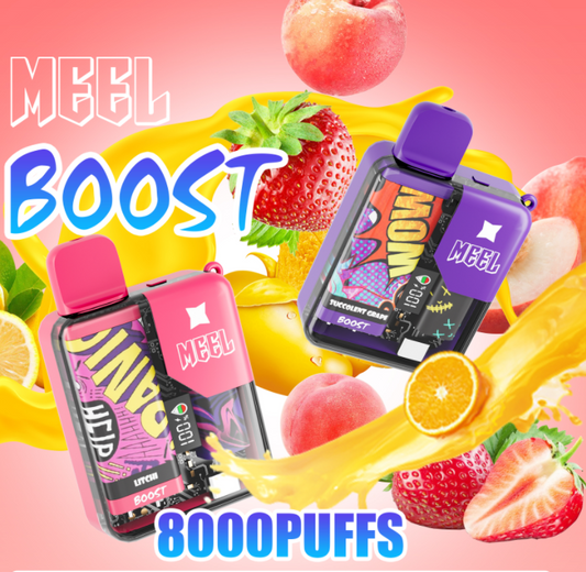 【MEEL BOOST麻將拋棄式】 新款一次性8000口PUFFS拋棄式 功率可以兩檔可調 具有發光帶屏幕顯示-VAKA糖果雲煙館