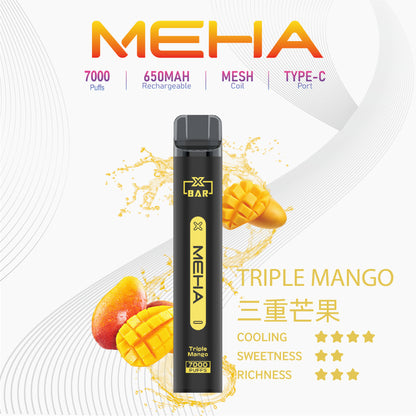 魅嗨MEHA X BAR小黑條 7000口一次性電子煙｜原廠正品｜大容量一次性拋棄式｜16種口味-VAKA糖果雲煙館