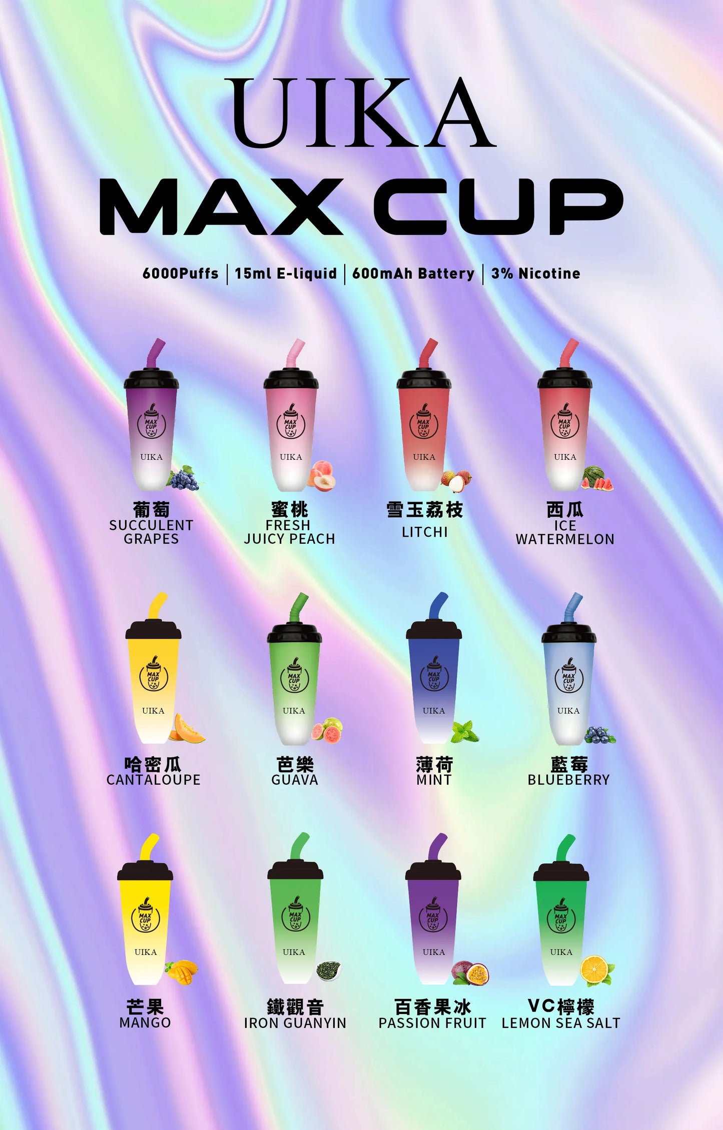 【UIKA  MAX CUP 奶茶杯】 拋棄式電子煙 可充電一次性6000口大容量電子菸-VAKA糖果雲煙館